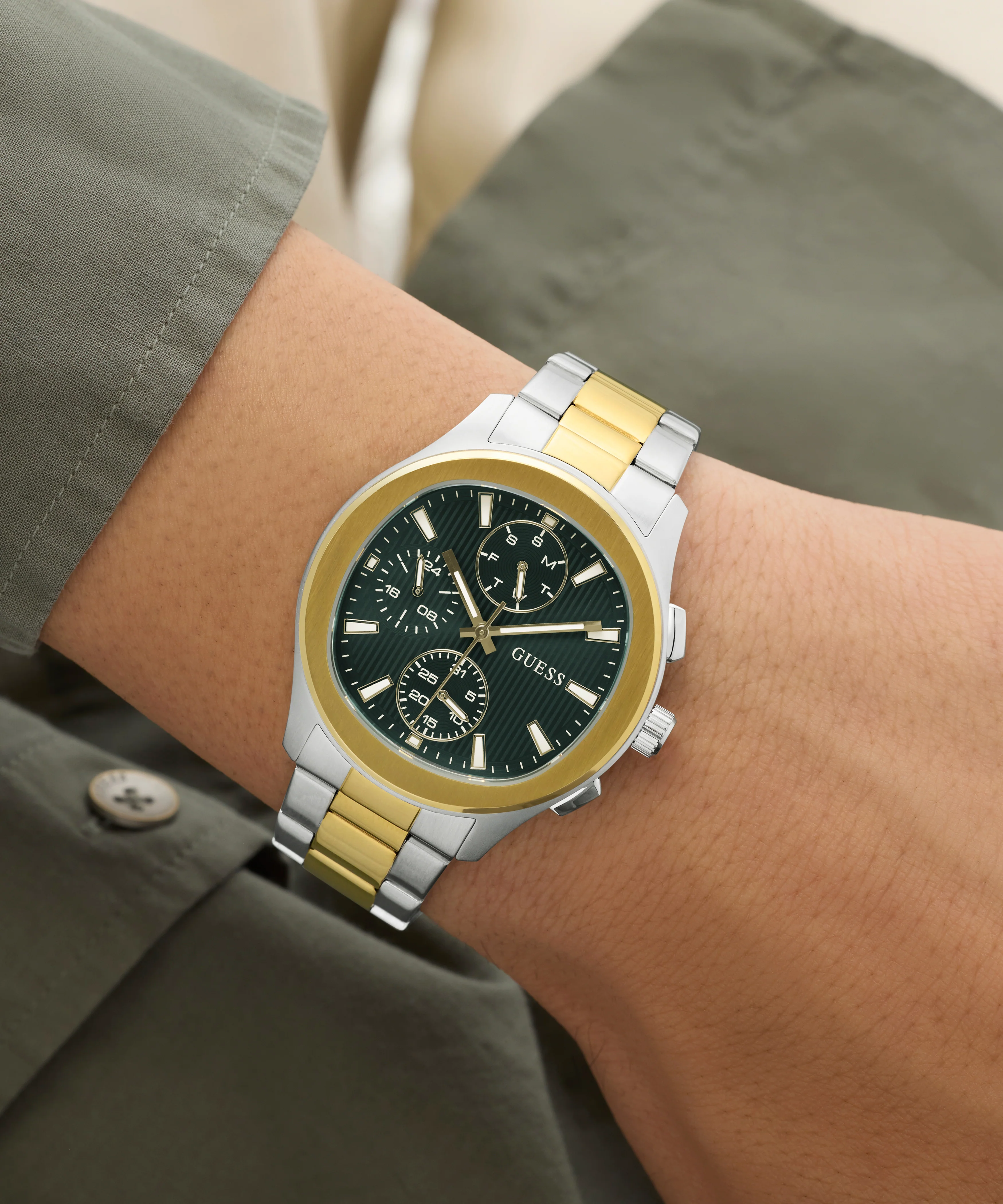 GUESS Mens Palmer 2-Tone Analog Watch - Image 3
