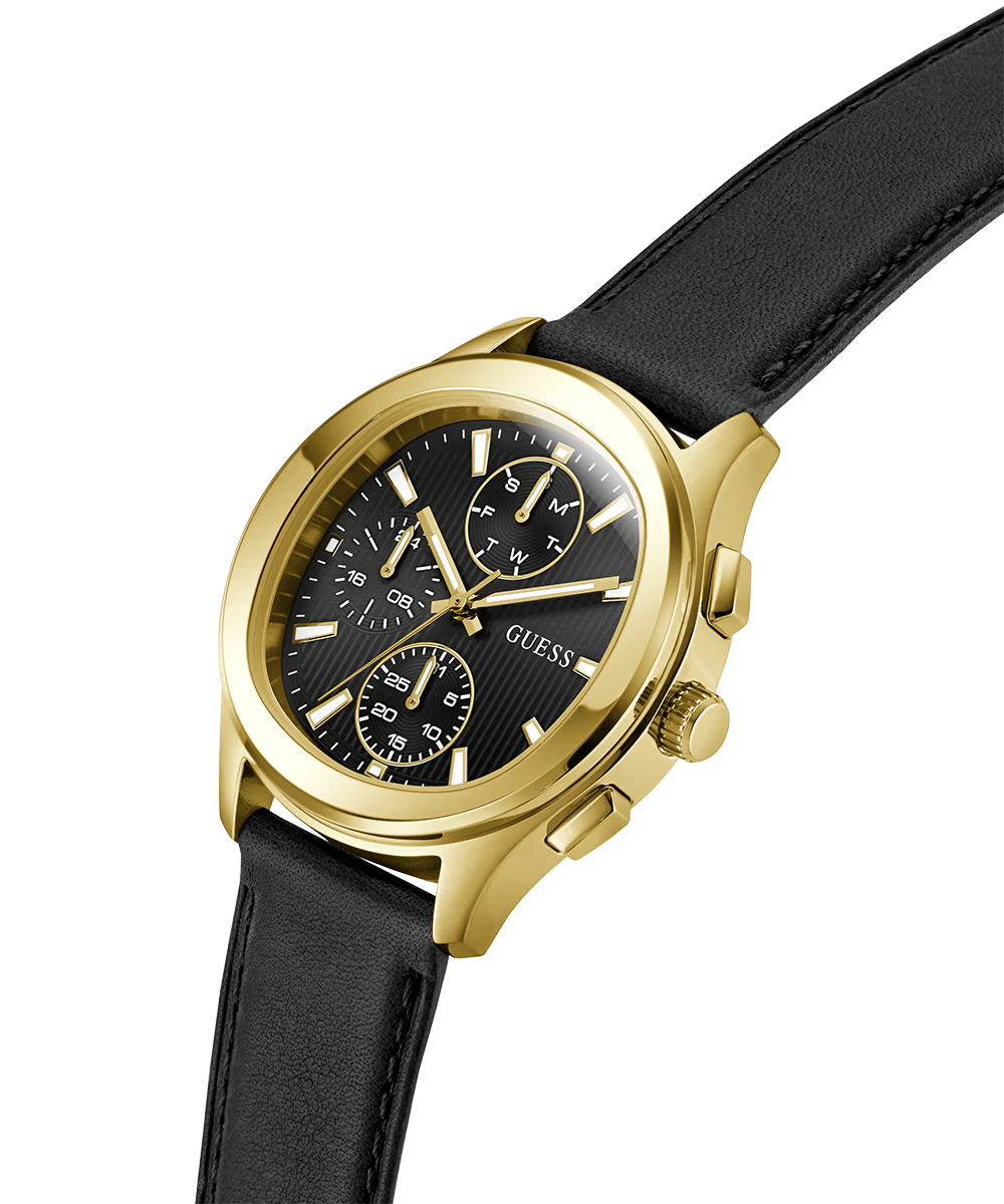 GUESS Mens Palmer Black Gold Tone Analog Watch - Image 2