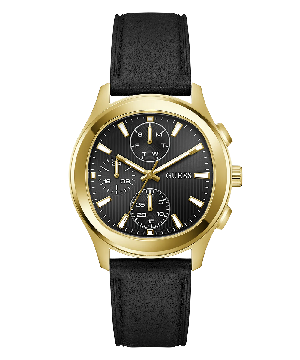 GUESS Mens Palmer Black Gold Tone Analog Watch - Image 4