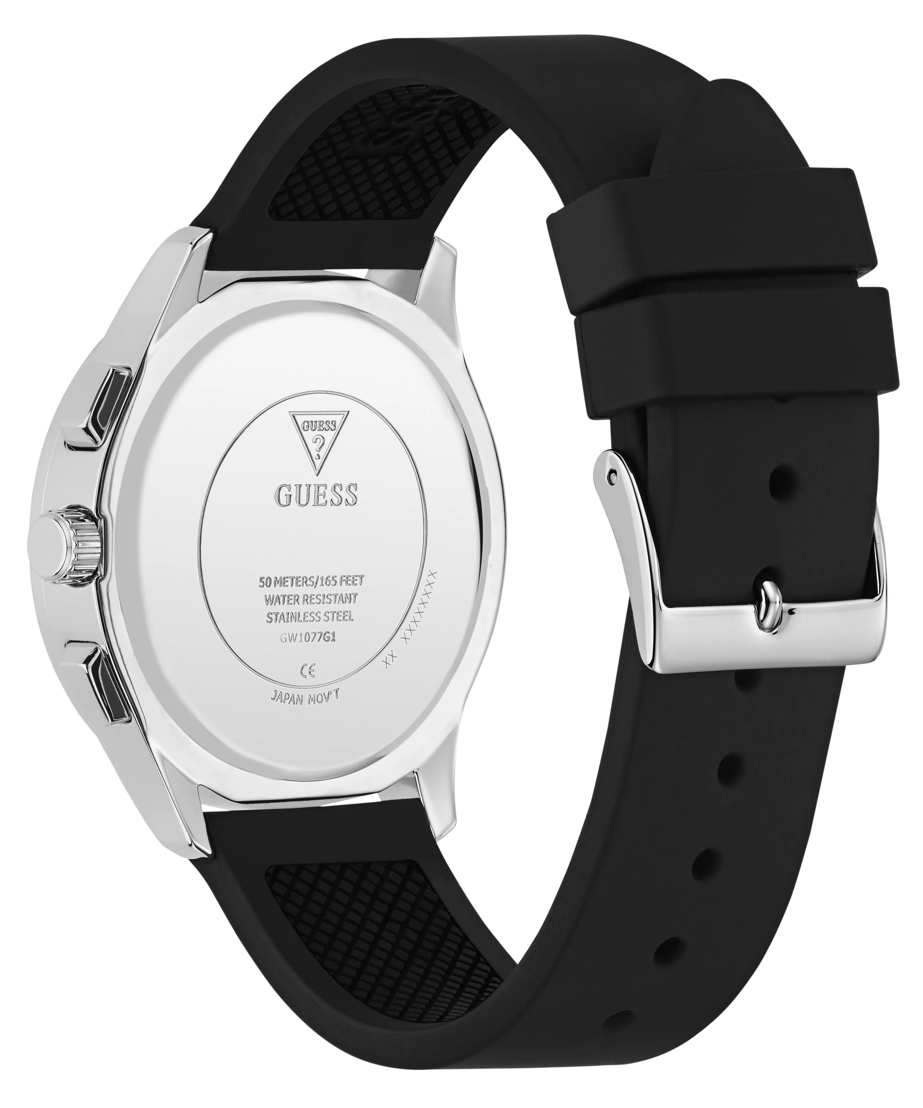 GUESS Mens Palmer Black Silver Tone Analog Watch - Image 7