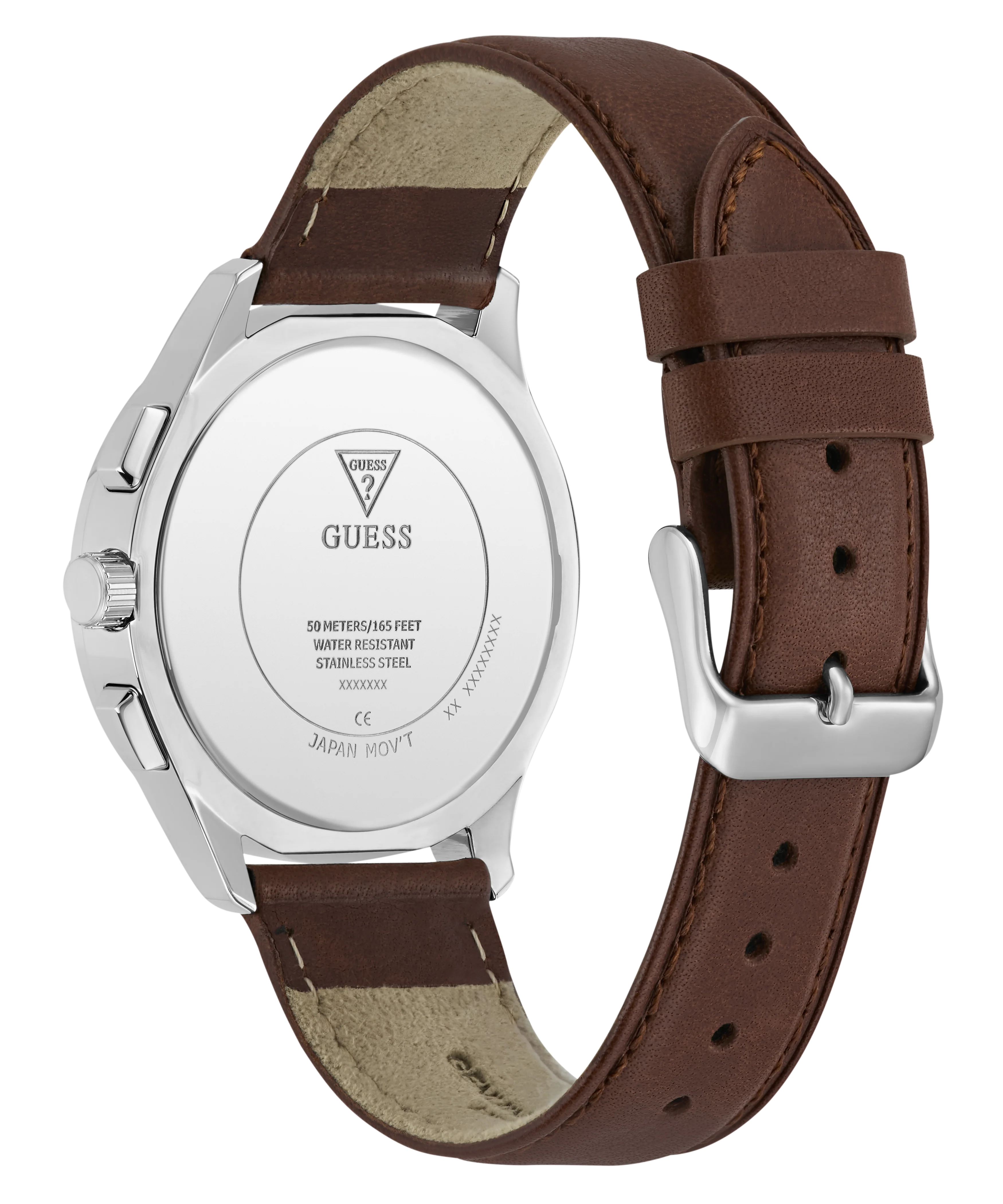 GUESS Mens Palmer Light Brown Silver Tone Analog Watch - Image 7