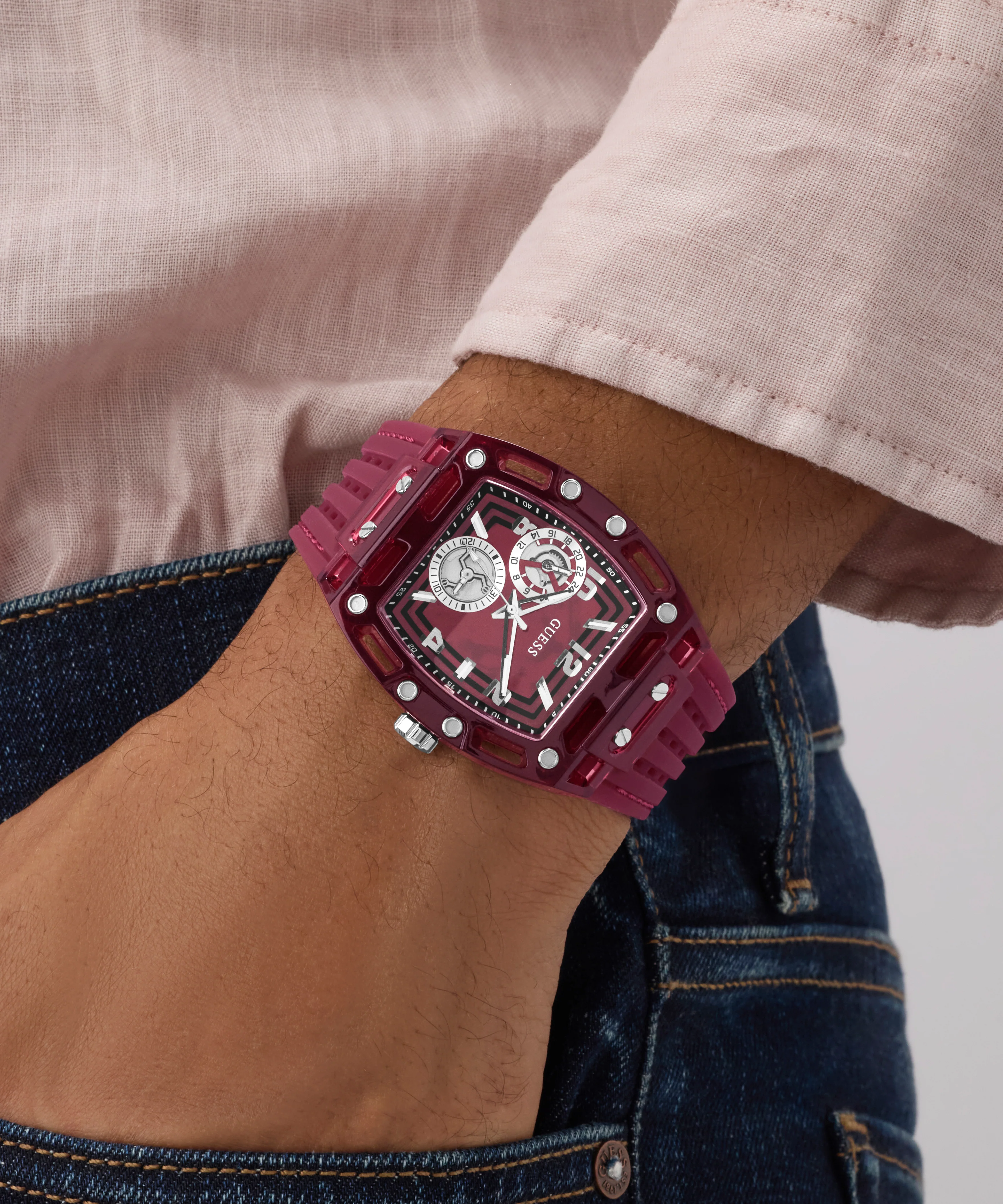 GUESS Mens Red Analog Watch - Image 5