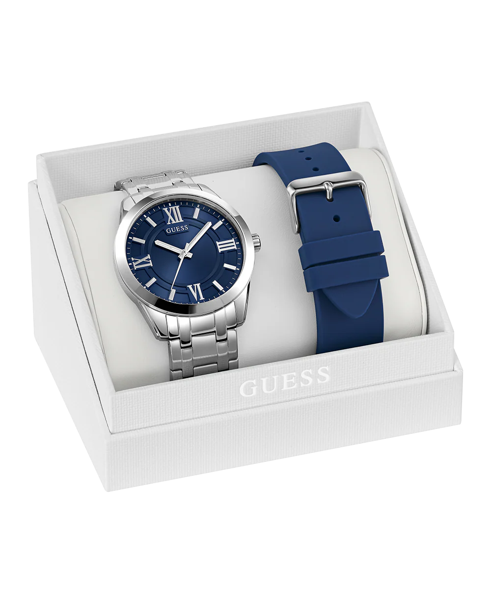 GUESS Mens Silver Tone Analog Watch Gift Set - Image 8