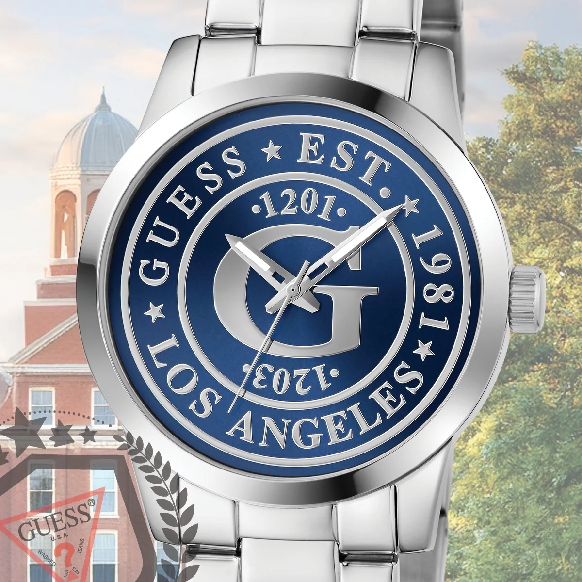 GUESS Mens Silver Tone Analog Watch - Image 6