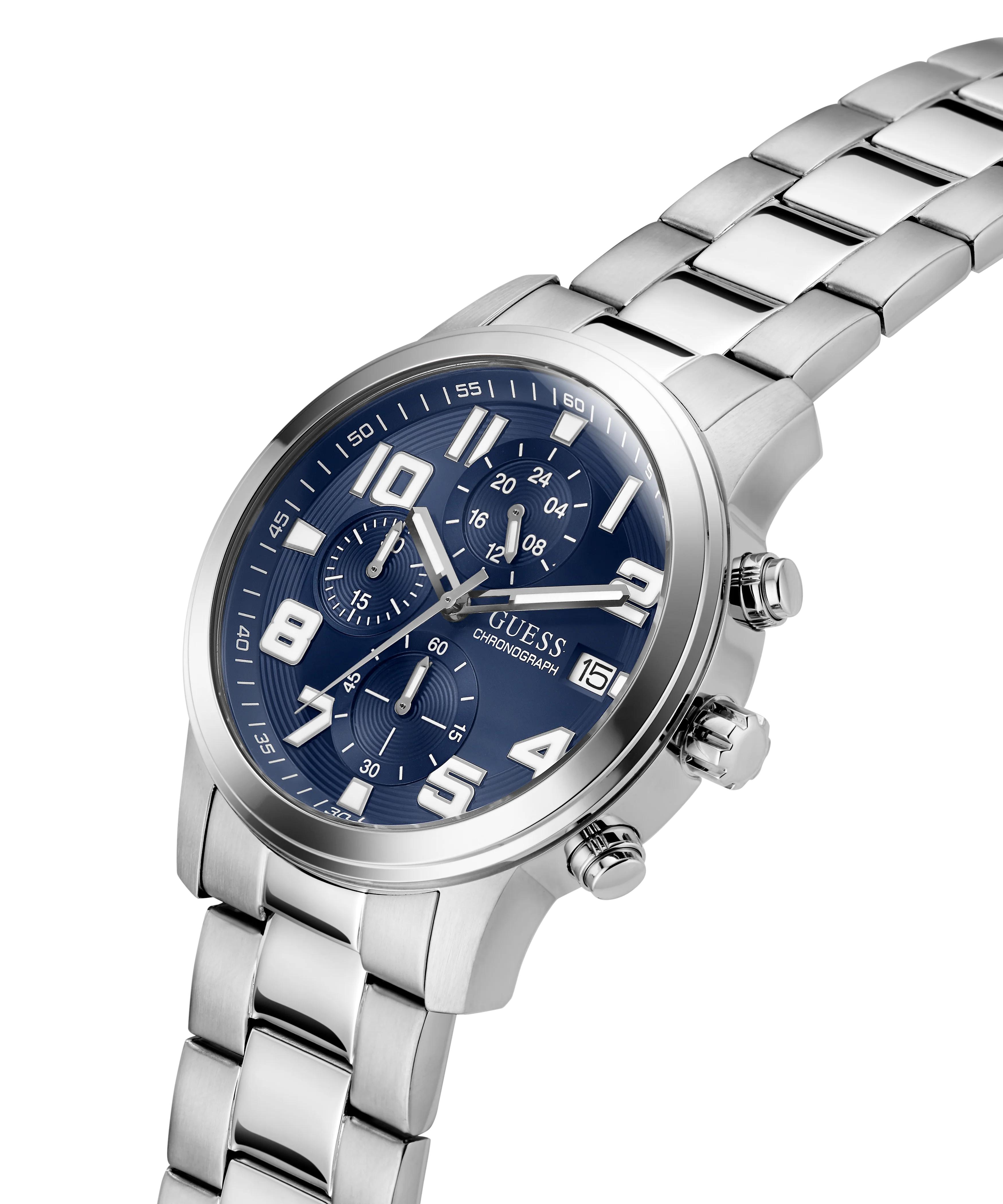 GUESS Mens Silver Tone Chronograph Watch - Image 2
