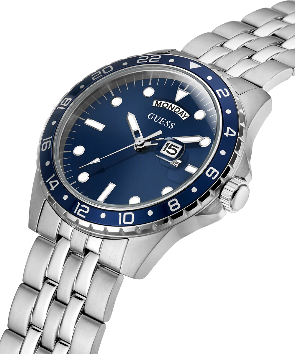 GUESS Mens Silver Tone Day/Date Watch - Image 2