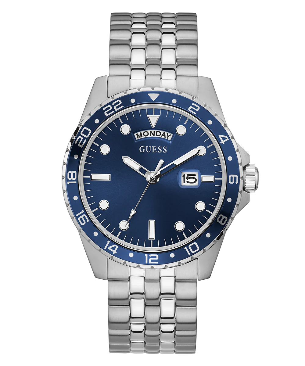 GUESS Mens Silver Tone Day/Date Watch - Image 3