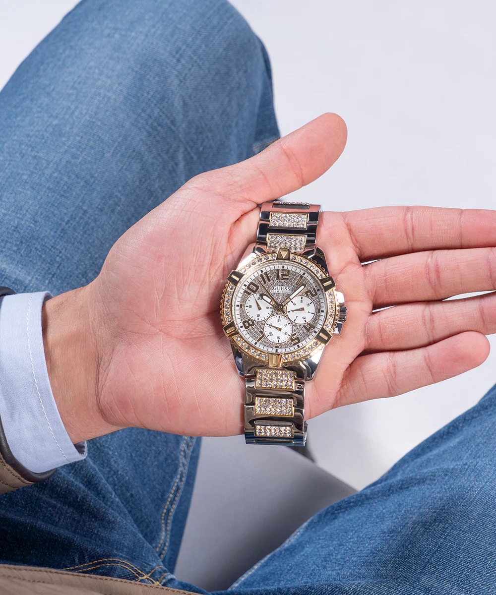 GUESS Mens Silver Tone/Gold Tone Multi-function Watch - Image 4