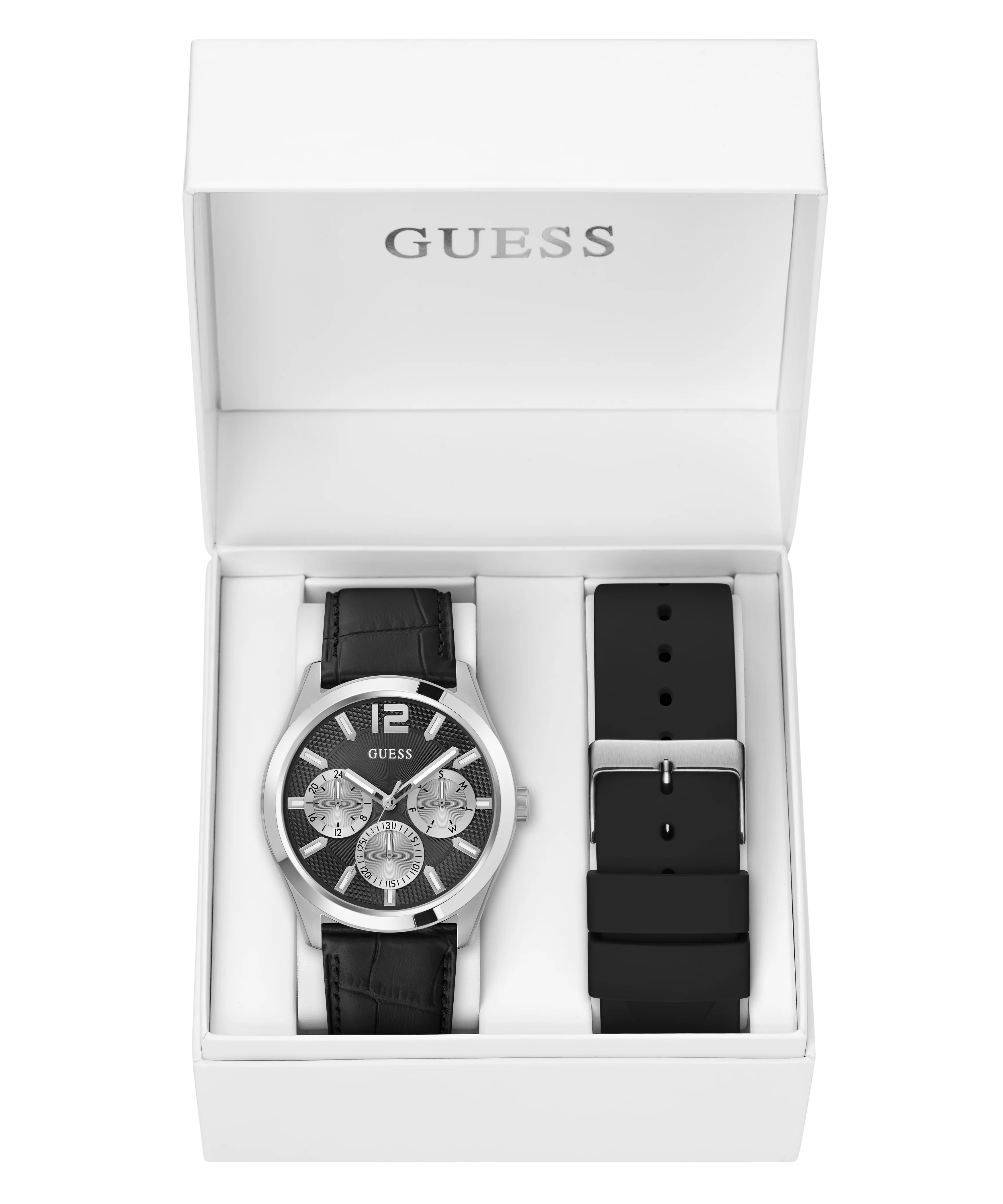 GUESS Mens Silver Tone Multi-function Watch Gift Set - Image 5