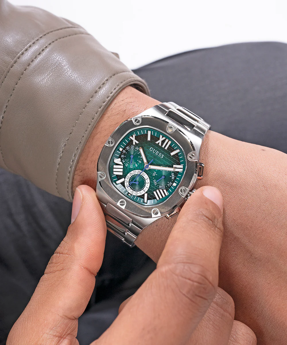 GUESS Mens Silver Tone Multi-function Watch - Image 5