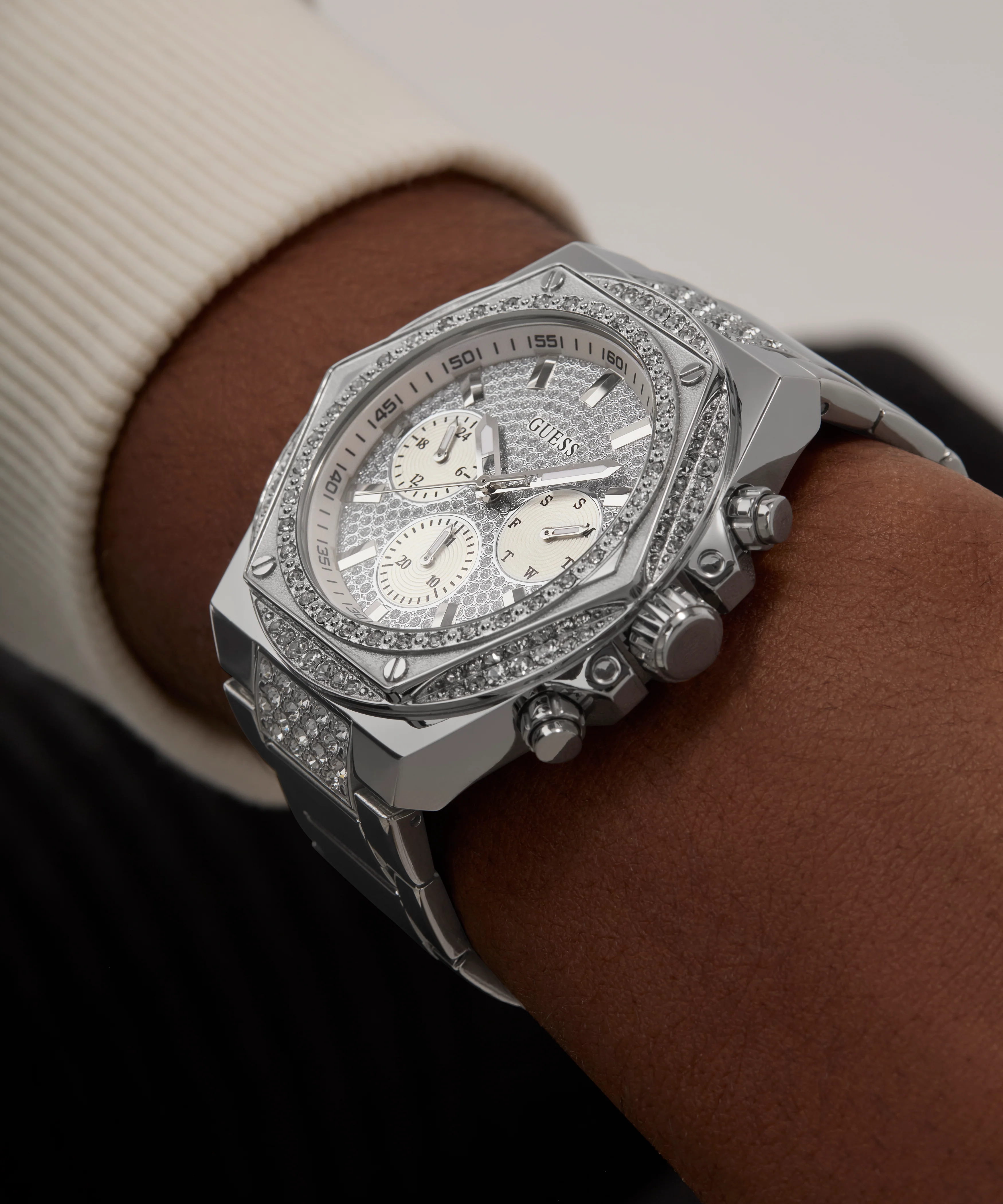 GUESS Mens Silver Tone Multi-function Watch - Image 3