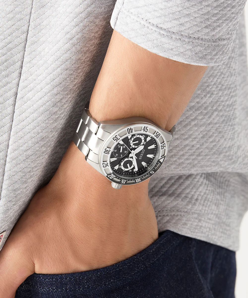 GUESS Mens Silver Tone Multi-function Watch - Image 3