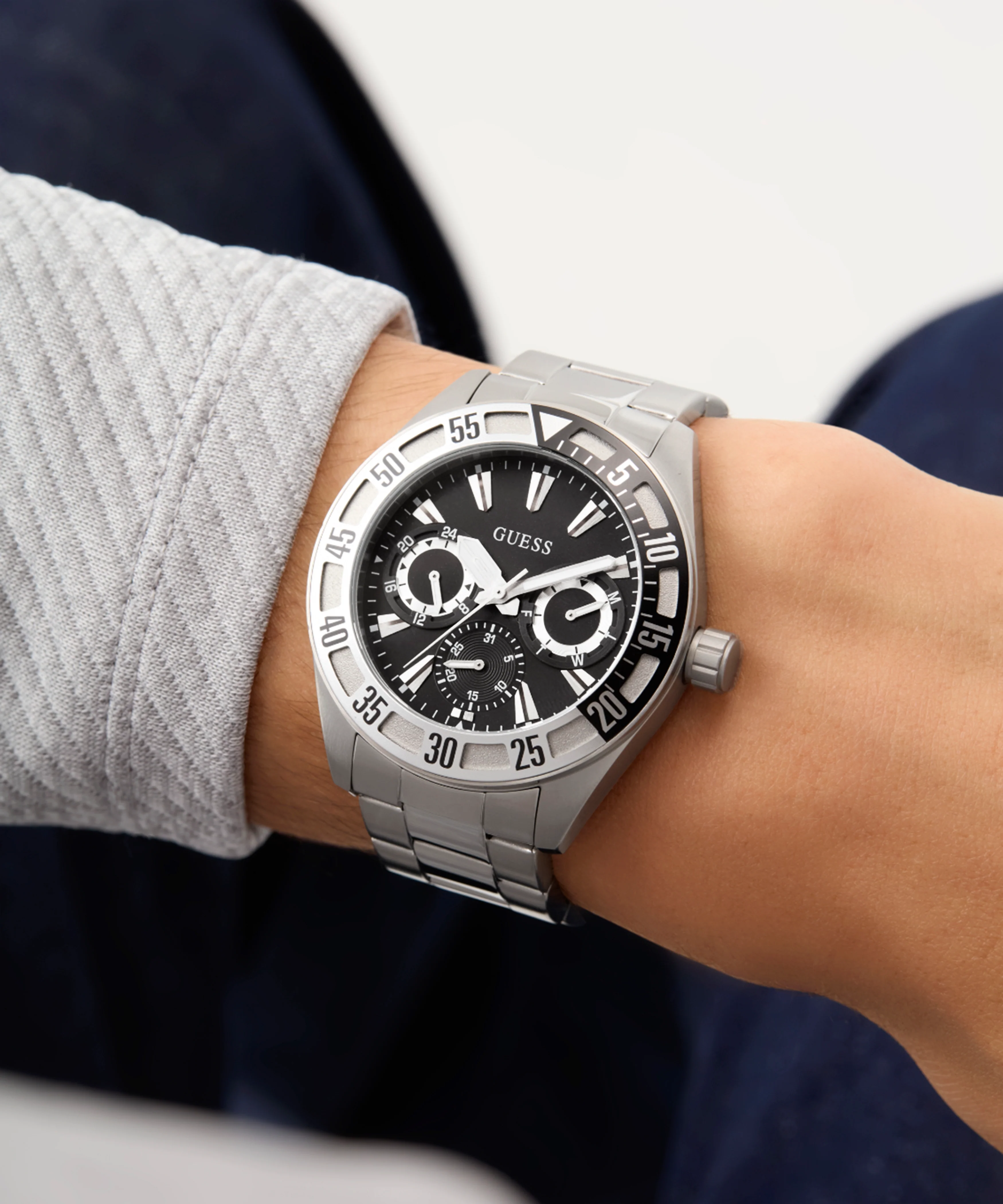 GUESS Mens Silver Tone Multi-function Watch - Image 5