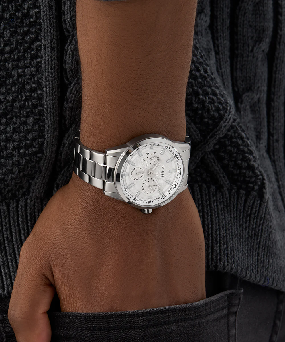 GUESS Mens Silver Tone Multi-function Watch - Image 4