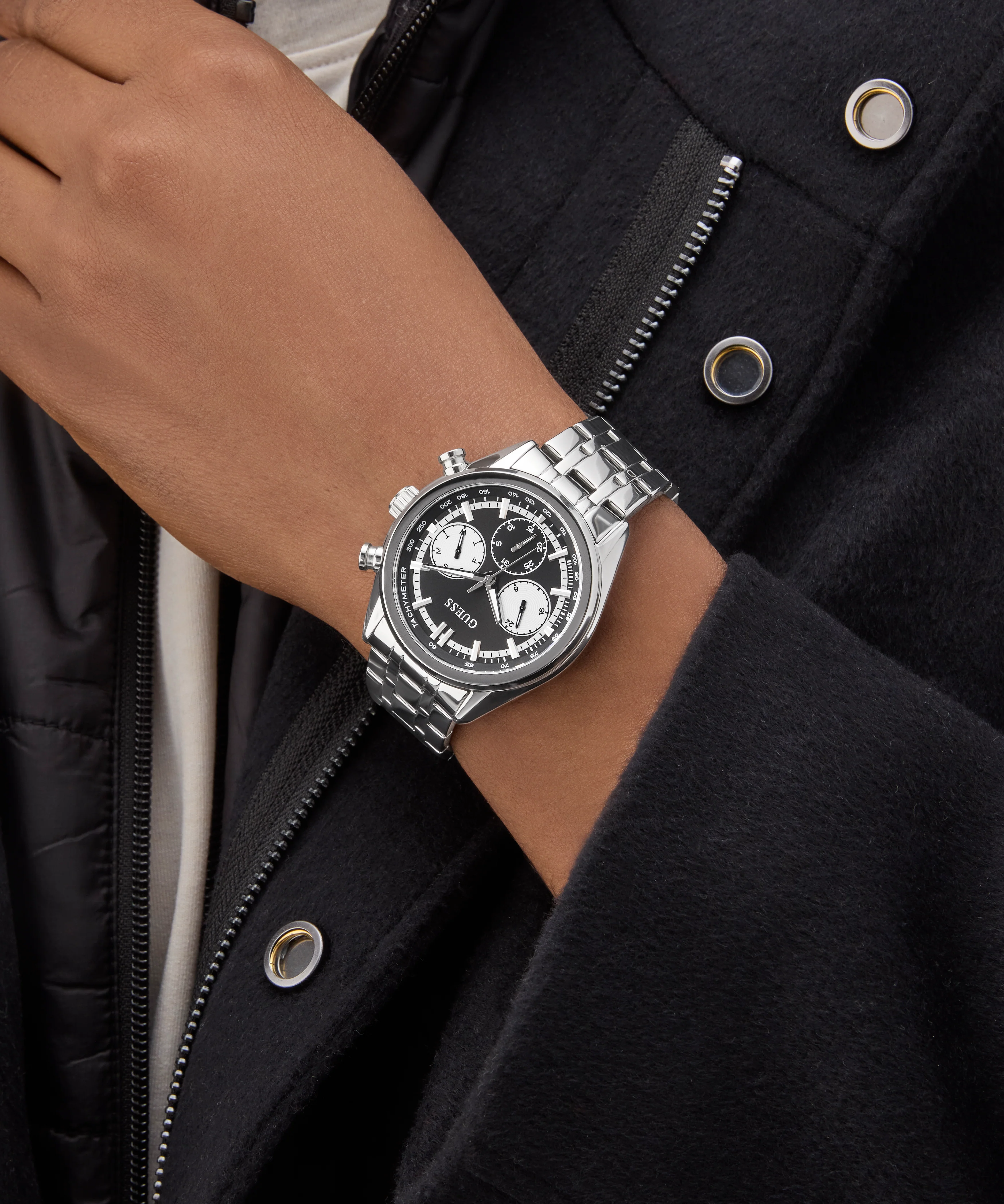 GUESS Mens Silver Tone Multi-function Watch - Image 2