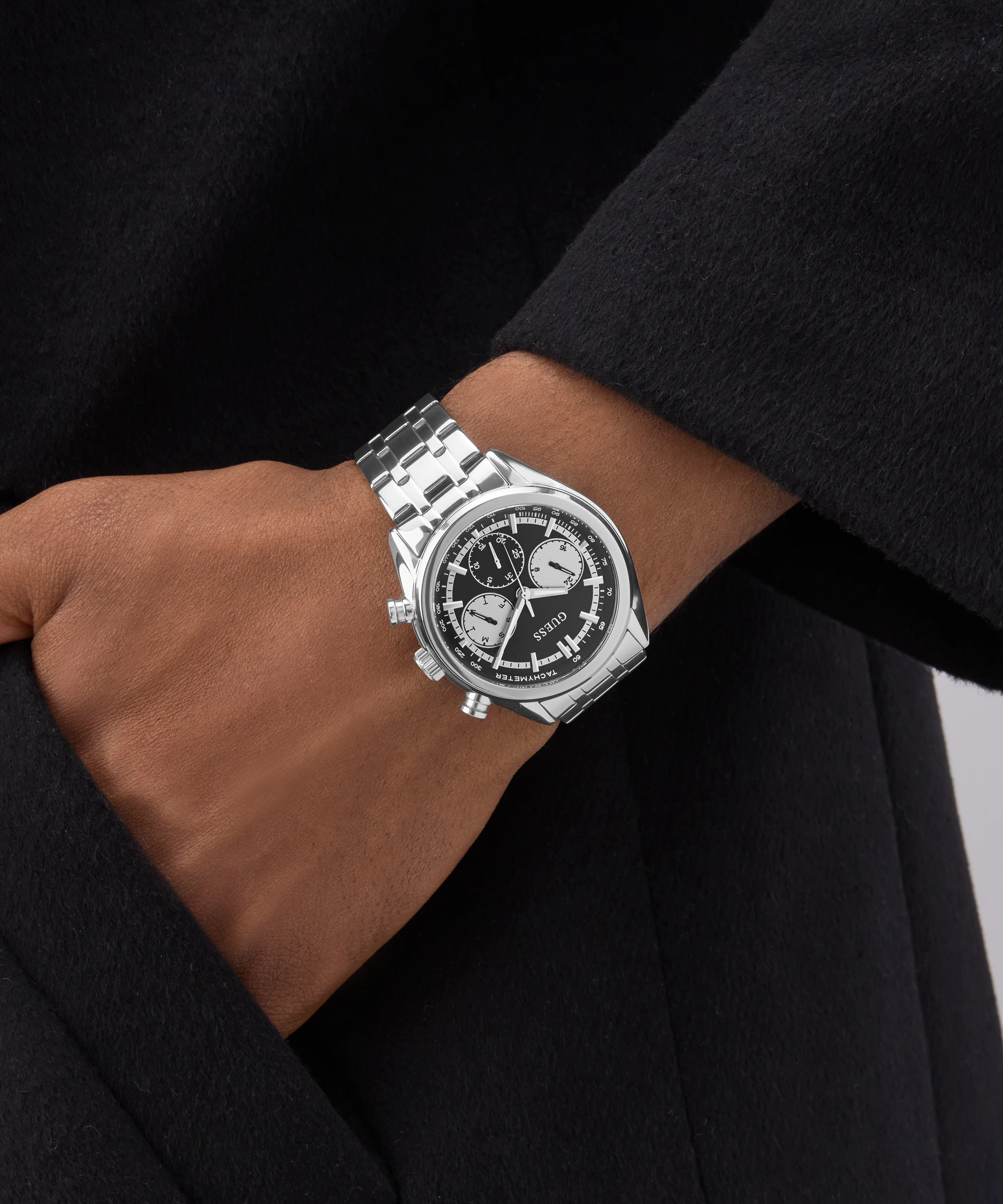 GUESS Mens Silver Tone Multi-function Watch - Image 5