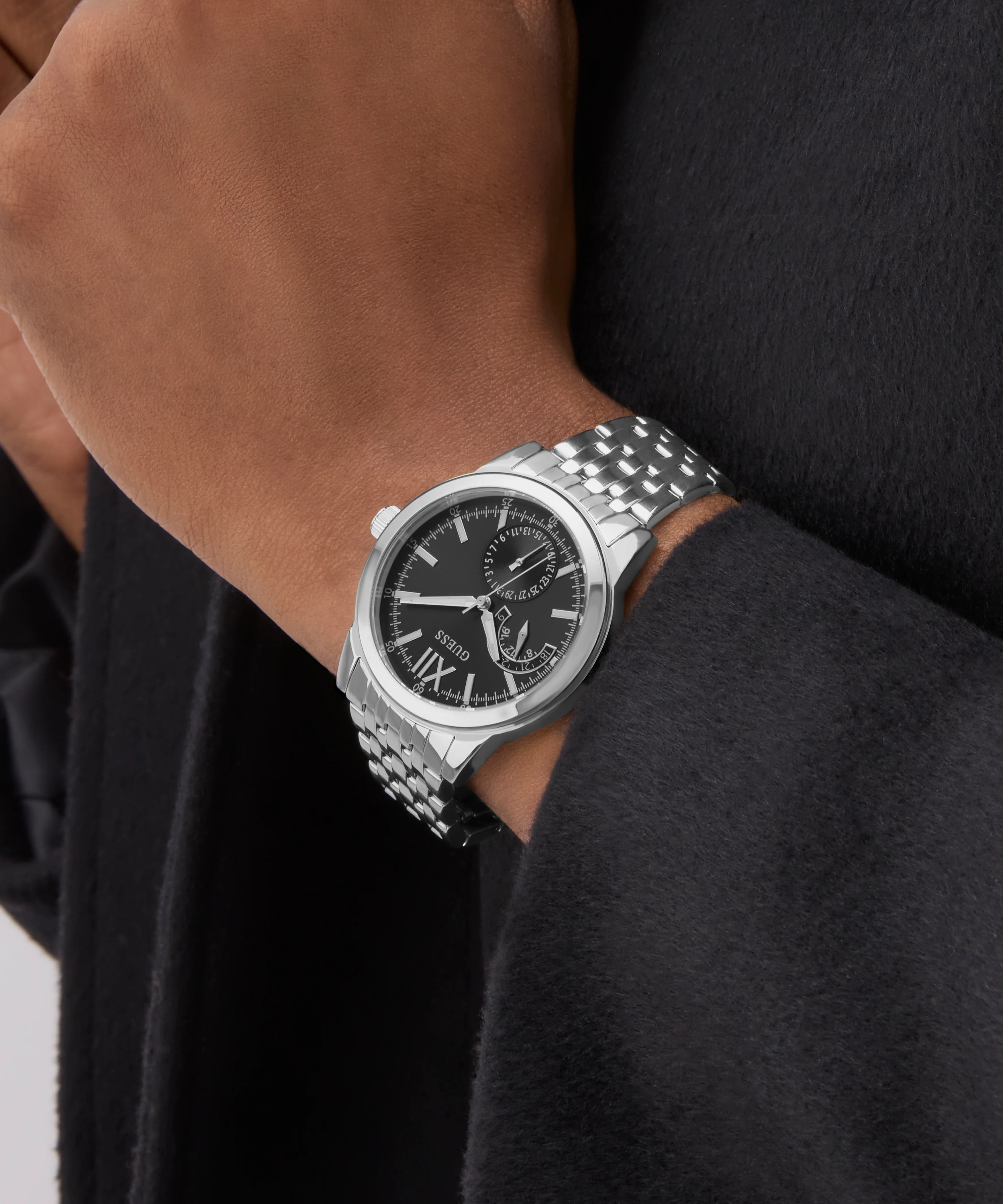 GUESS Mens Silver Tone Multi-function Watch - Image 2