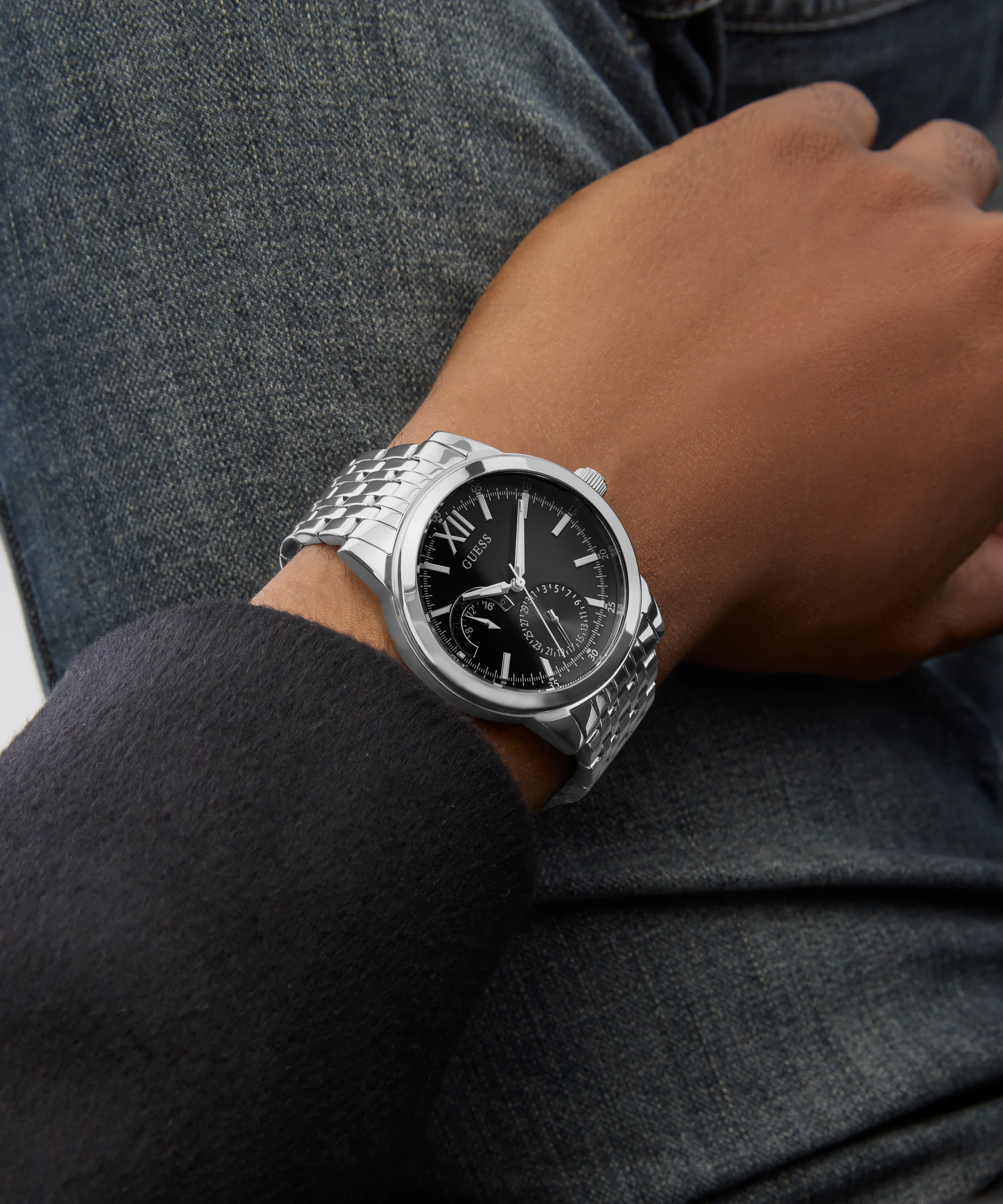 GUESS Mens Silver Tone Multi-function Watch - Image 4