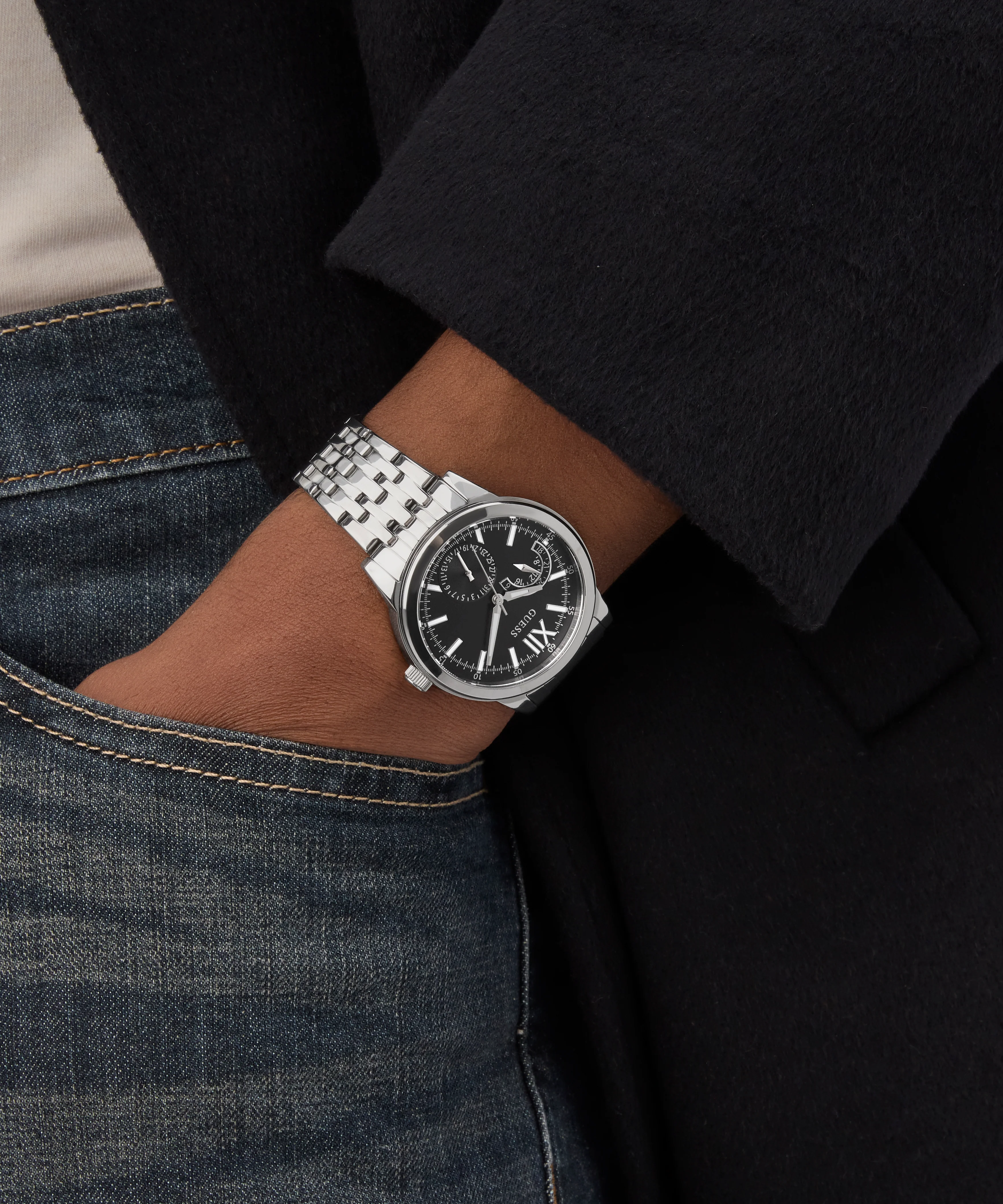 GUESS Mens Silver Tone Multi-function Watch - Image 5
