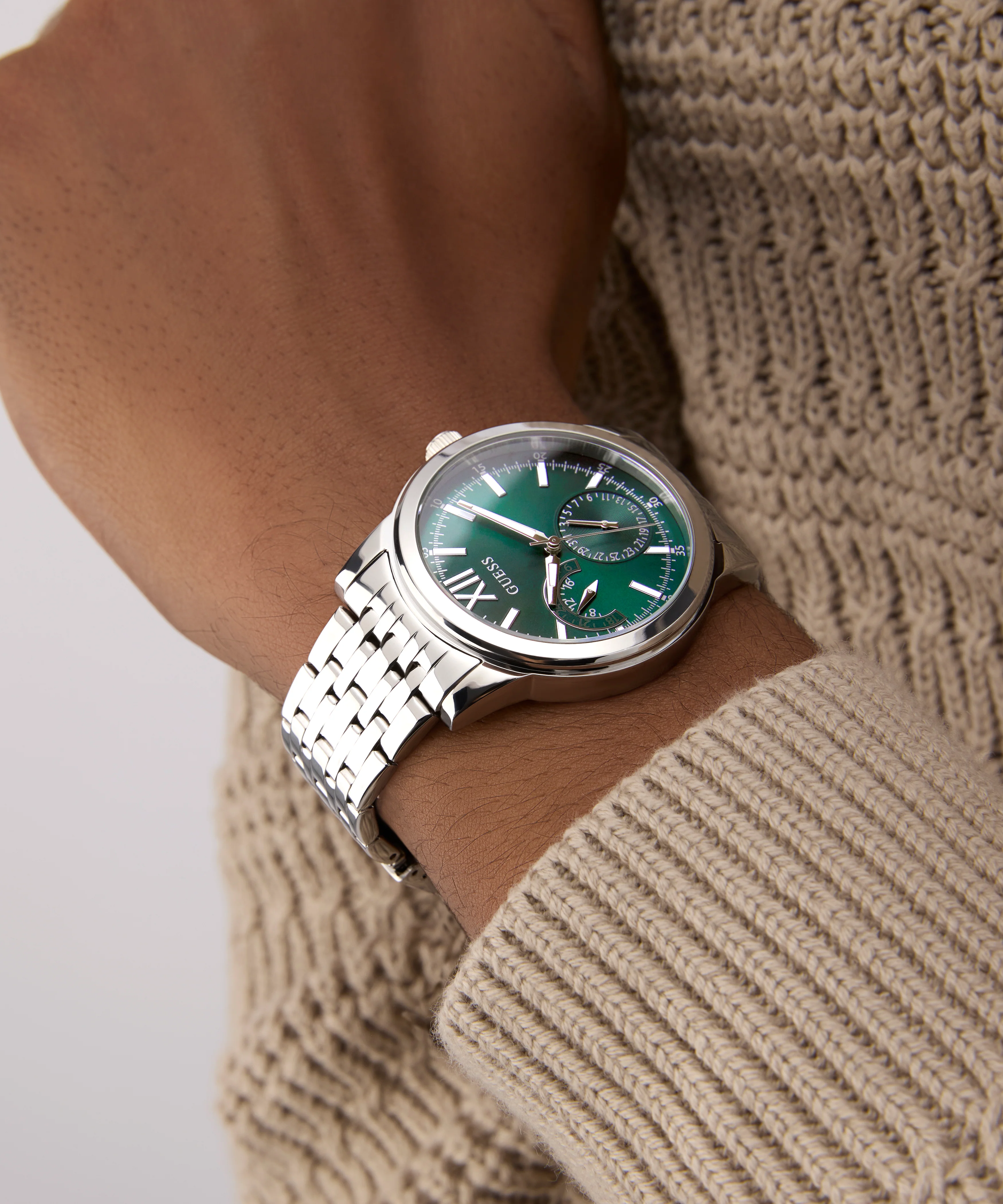 GUESS Mens Silver Tone Multi-function Watch - Image 2