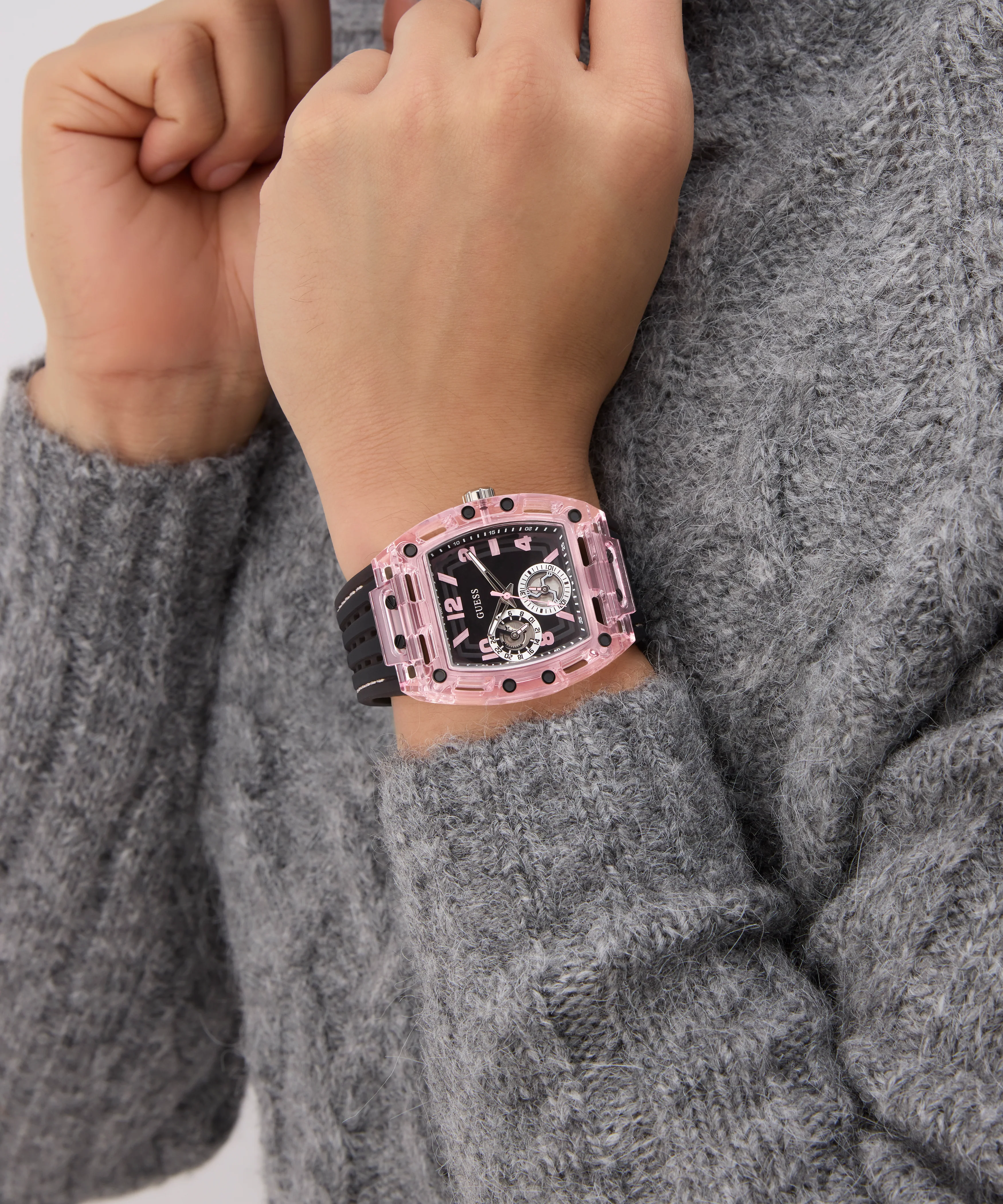 GUESS Mens Sporting Pink Black Multi-function Watch - Image 3
