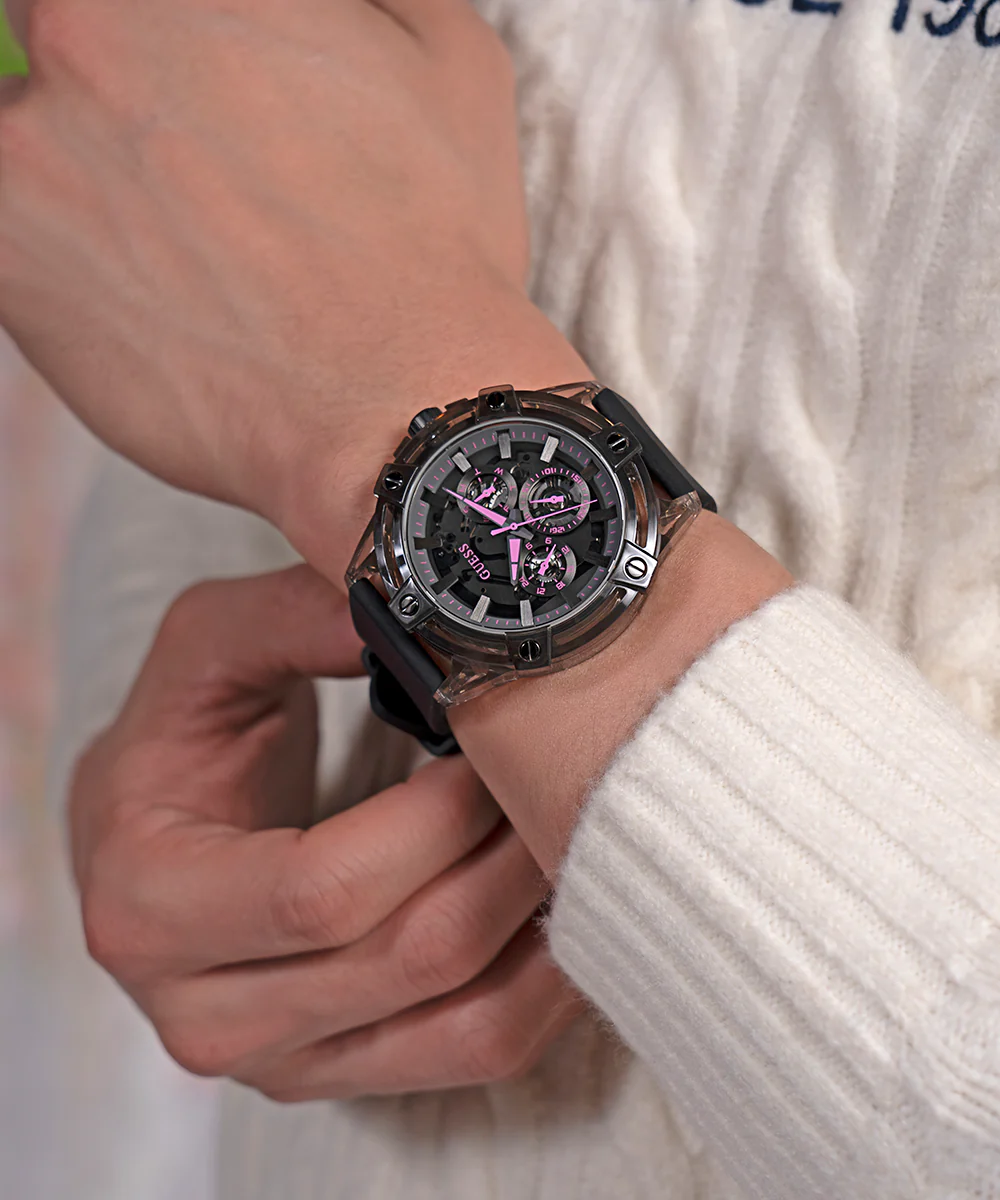 GUESS Mens Sporting Pink Limited Edition Watch - Image 5