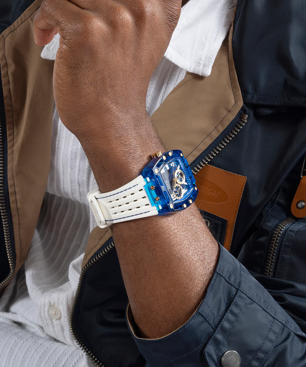 GUESS Mens White Blue Multi-function Watch - Image 2