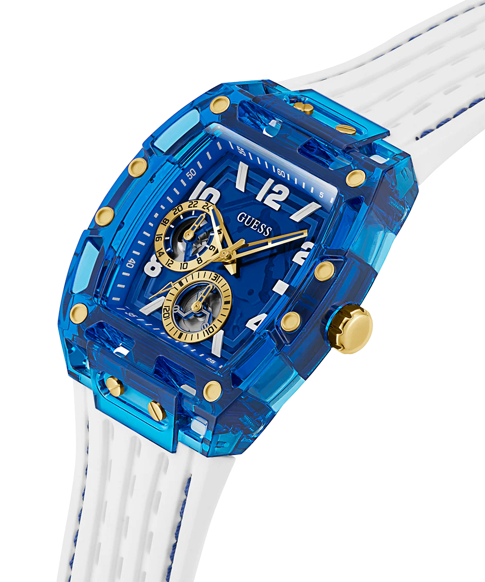 GUESS Mens White Blue Multi-function Watch - Image 3