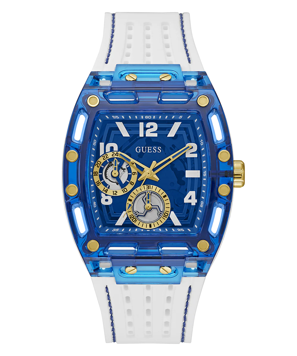 GUESS Mens White Blue Multi-function Watch - Image 5