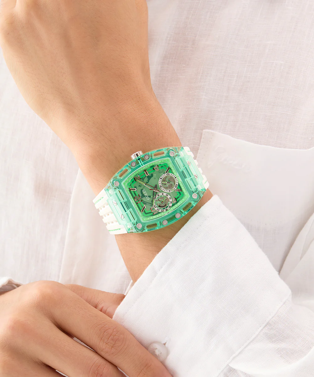 GUESS Mens White Green Multi-function Watch - Image 3