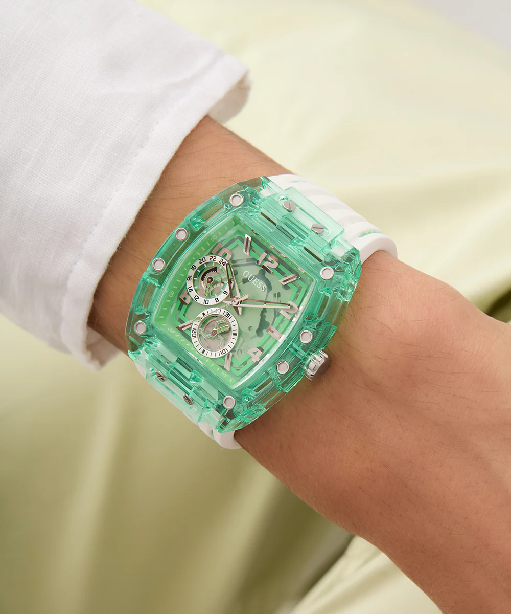 GUESS Mens White Green Multi-function Watch - Image 5