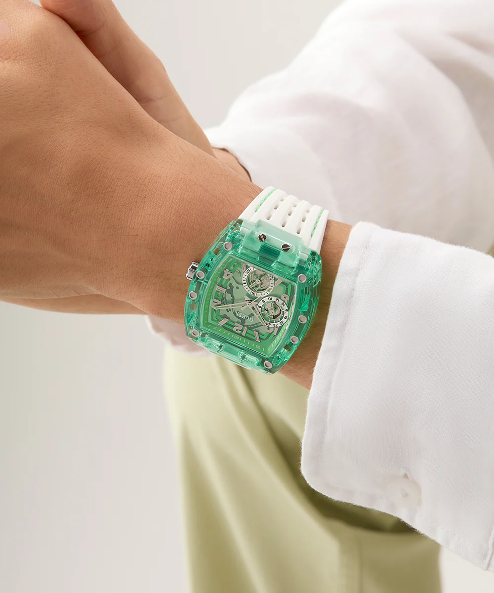 GUESS Mens White Green Multi-function Watch - Image 6