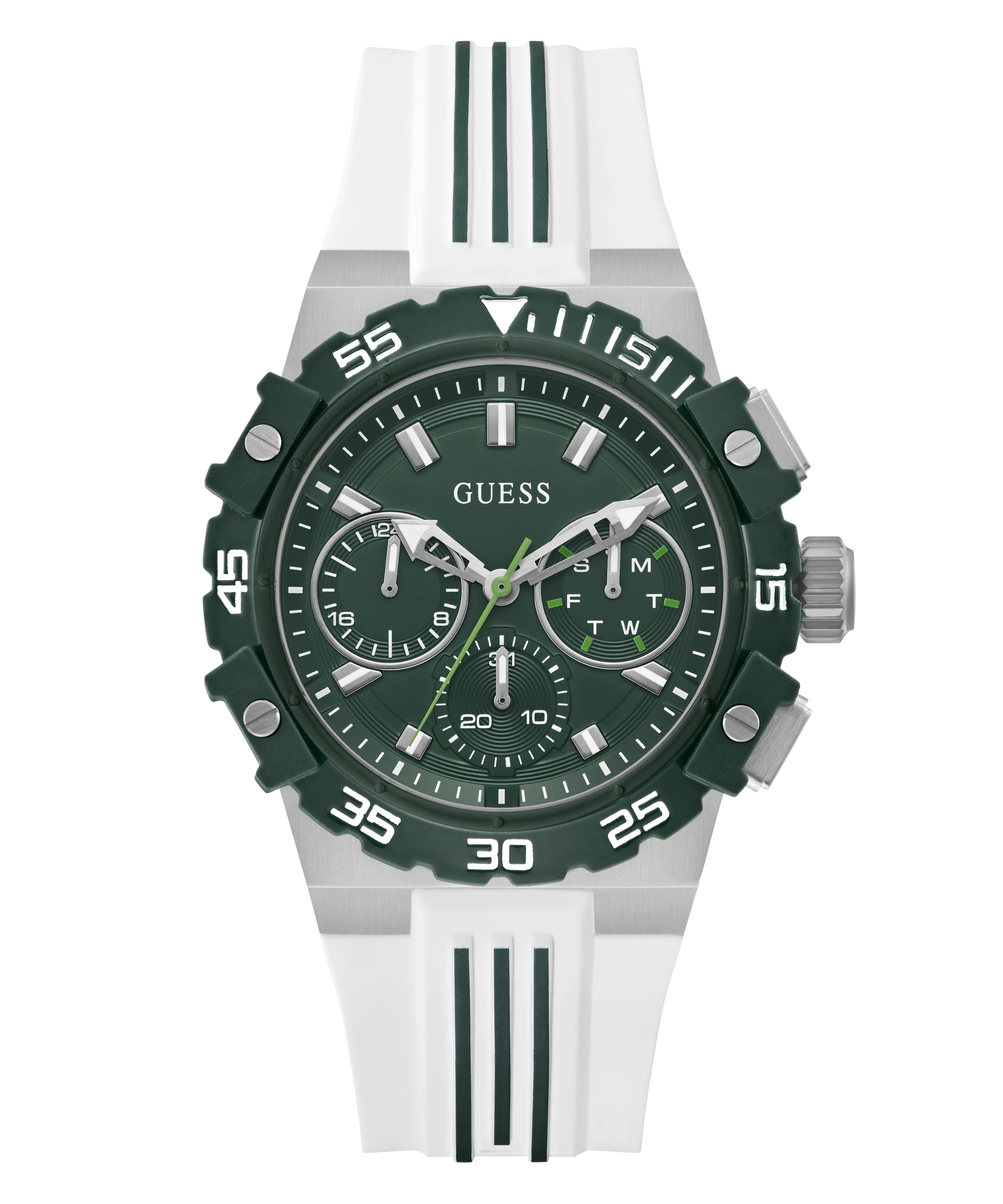 GUESS Mens White Silver Tone Analog Watch - Image 4