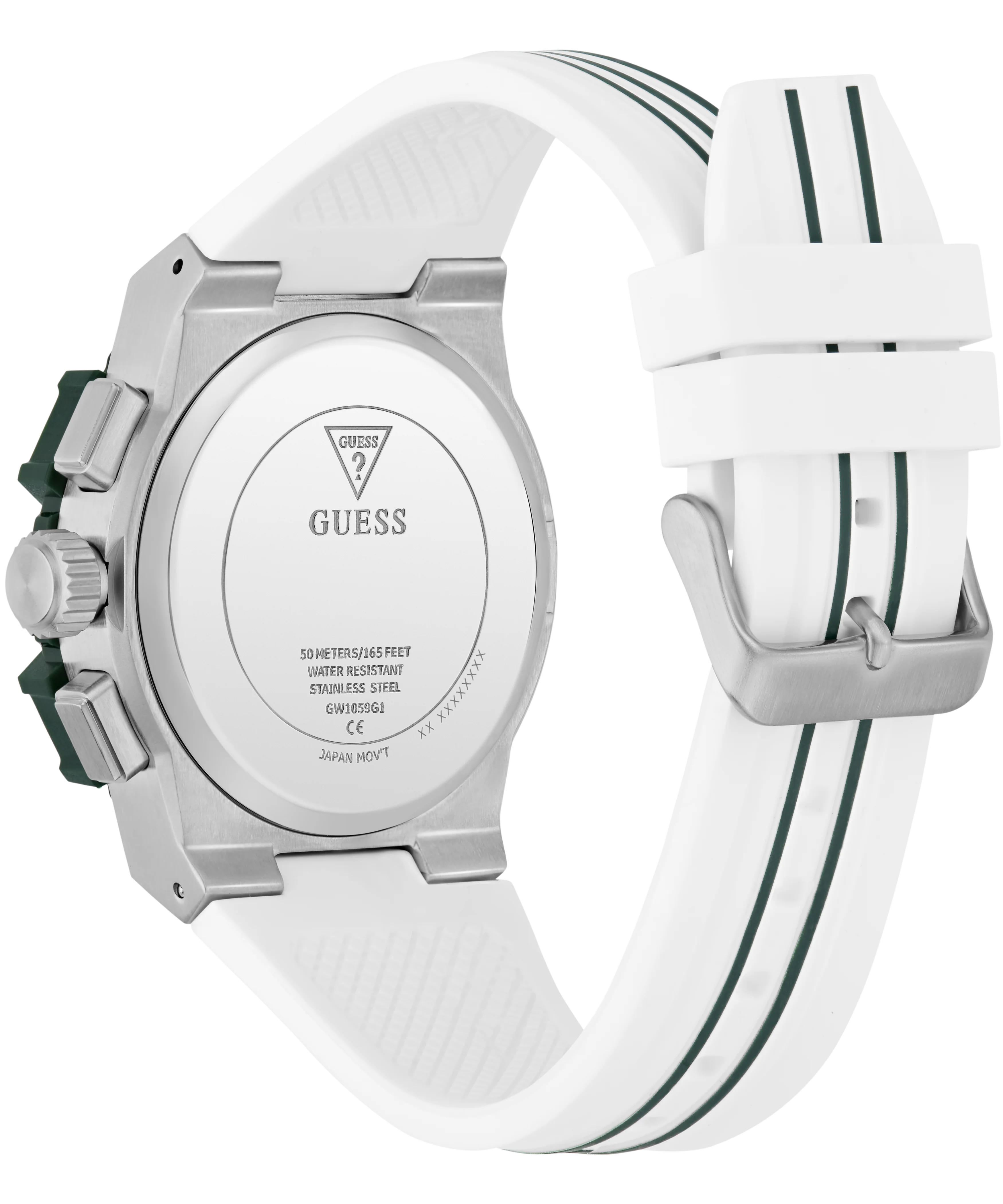 GUESS Mens White Silver Tone Analog Watch - Image 7