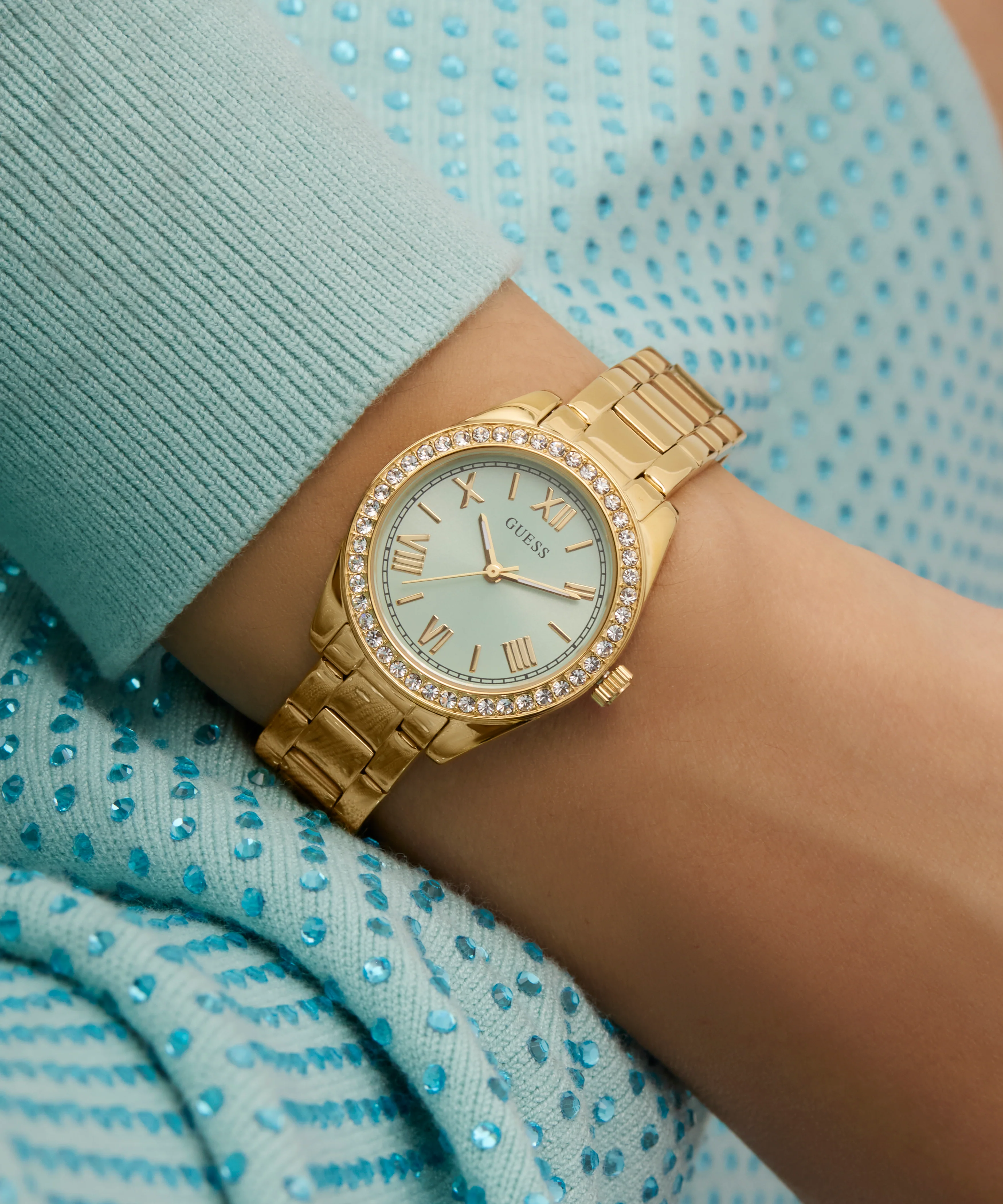 GUESS Mini Luna Ladies Gold Tone Analog Watch - Image 3