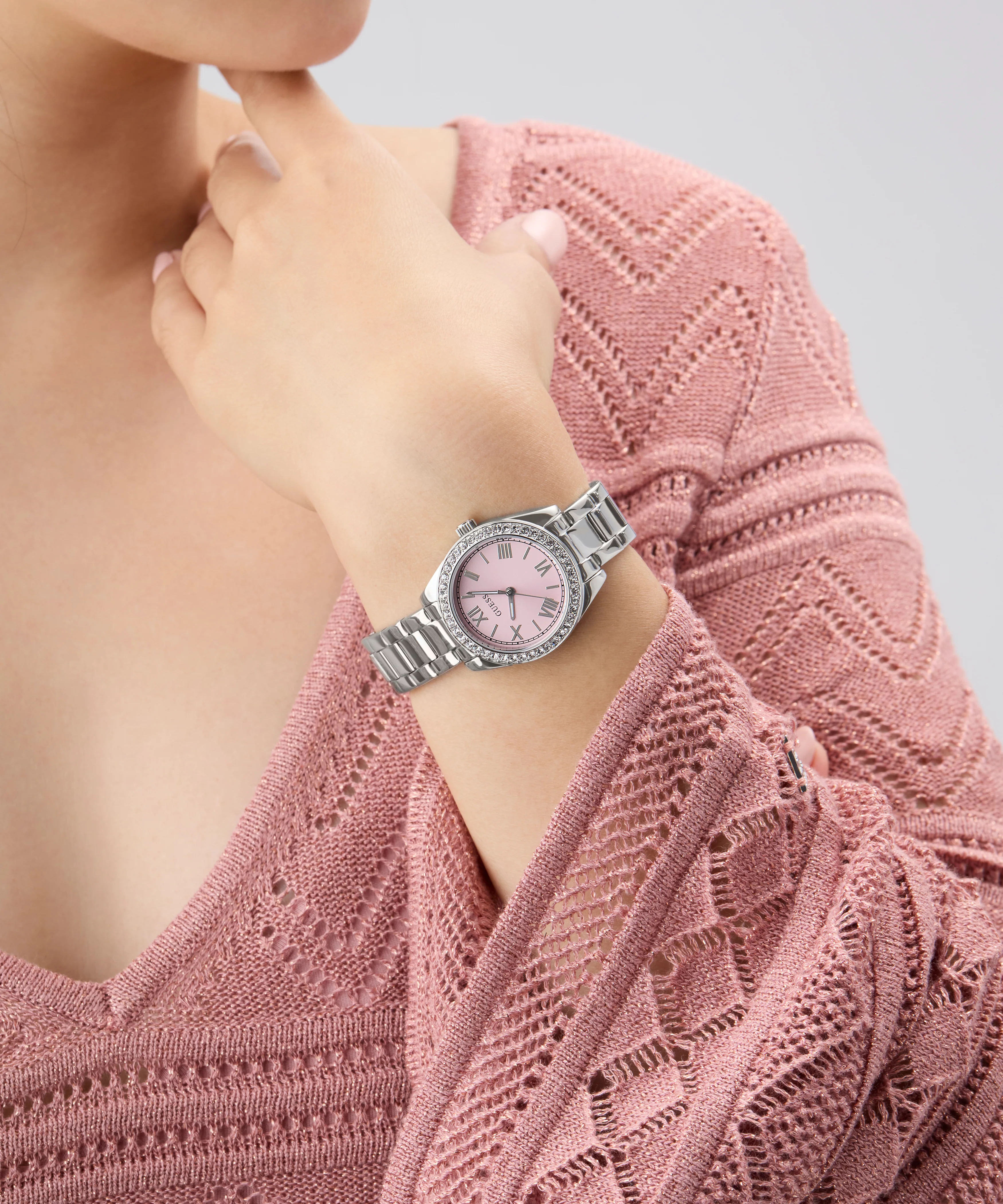 GUESS Mini Luna Ladies Silver Tone Analog Watch - Image 7