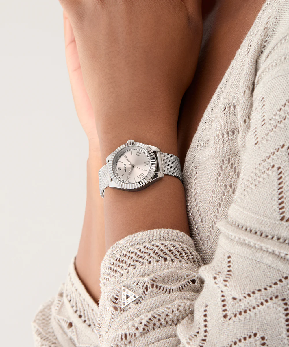 GUESS Mini Luna Ladies Silver Tone Analog Watch - Image 3