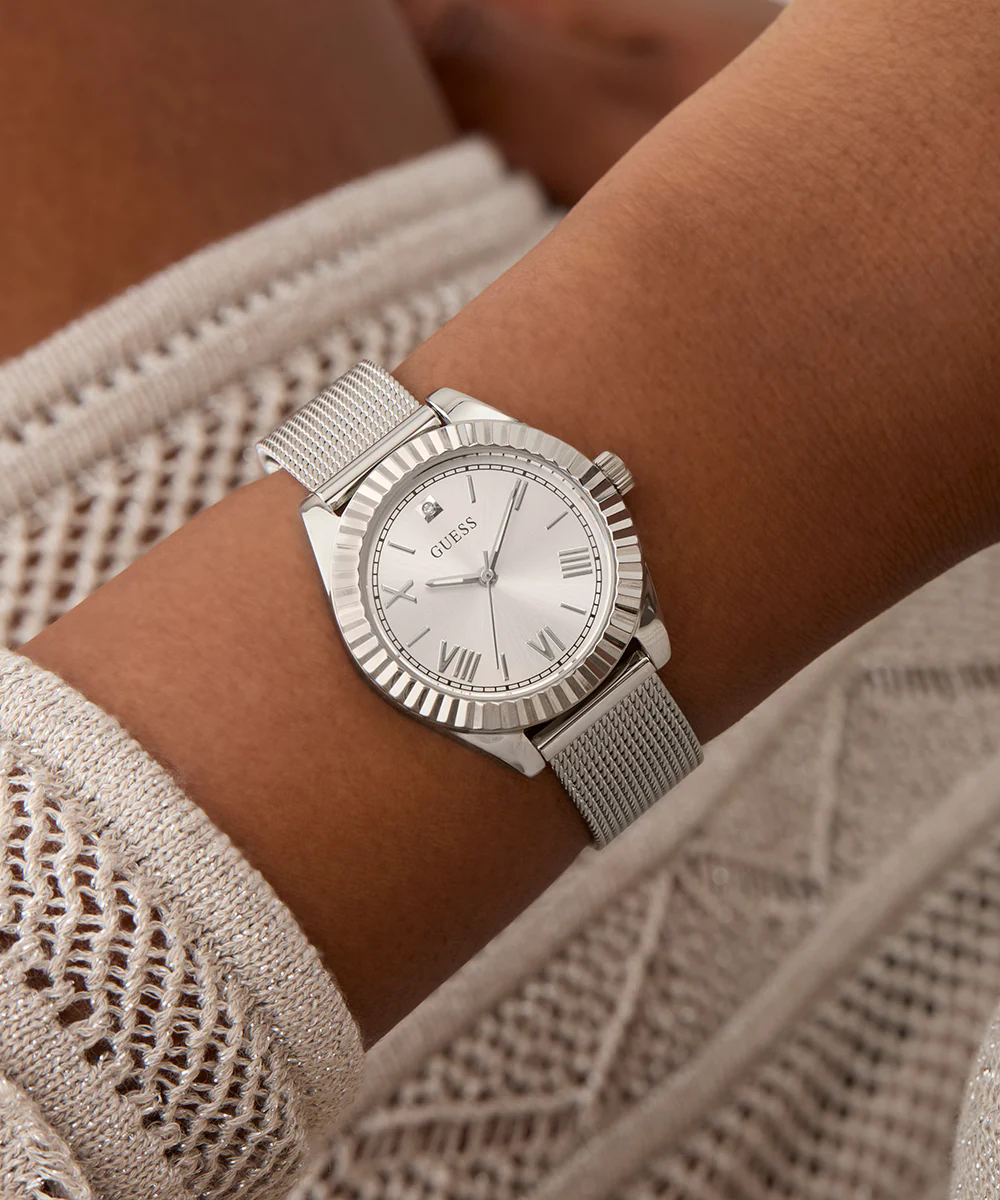 GUESS Mini Luna Ladies Silver Tone Analog Watch - Image 5