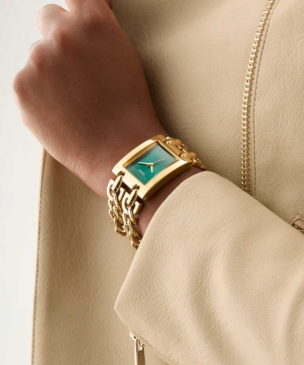 GUESS Mod Heavy Metal Ladies Gold Tone Analog Watch - Image 3