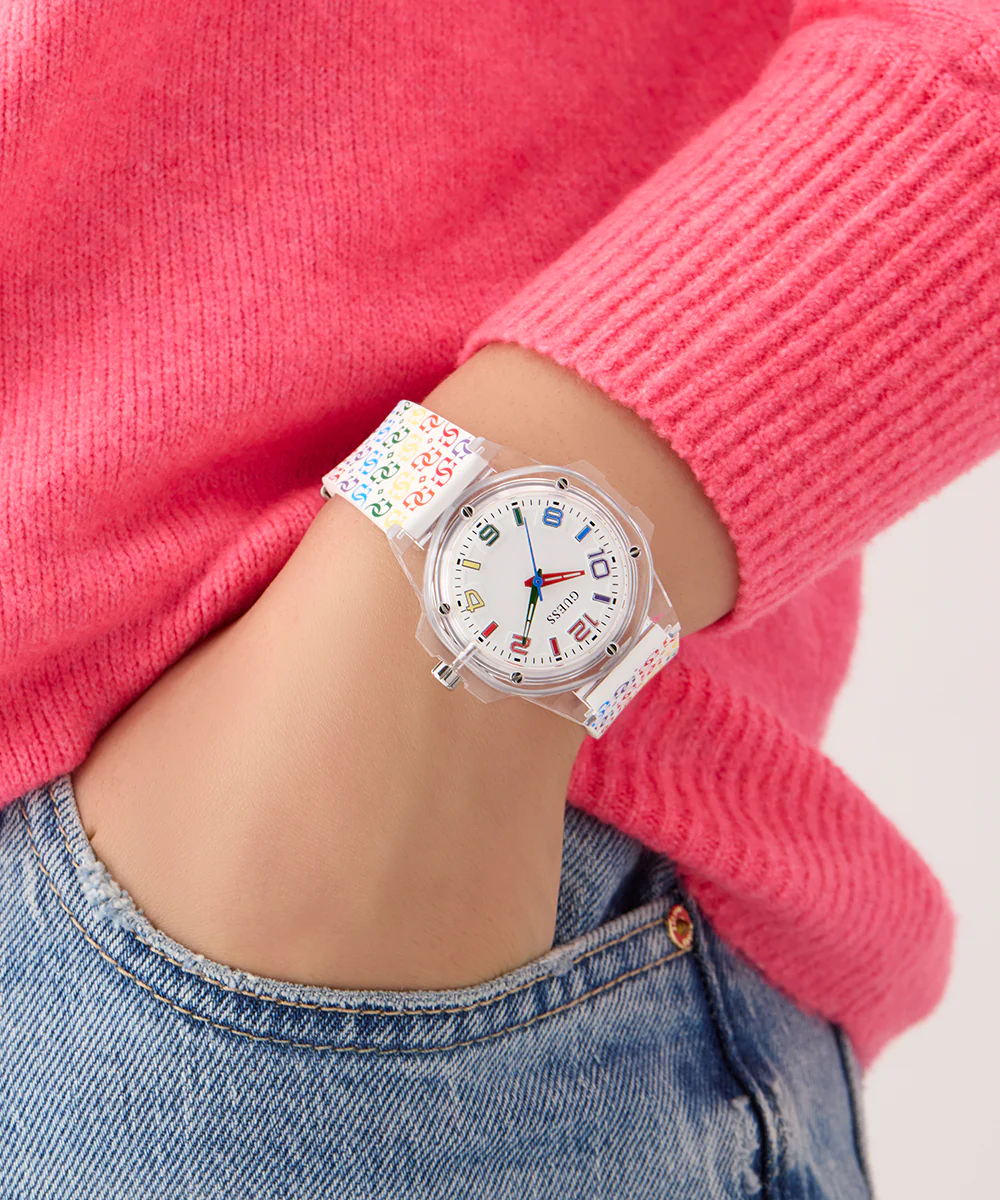 GUESS Pride Limited Edition Ladies Rainbow Clear Analog Watch - Image 3