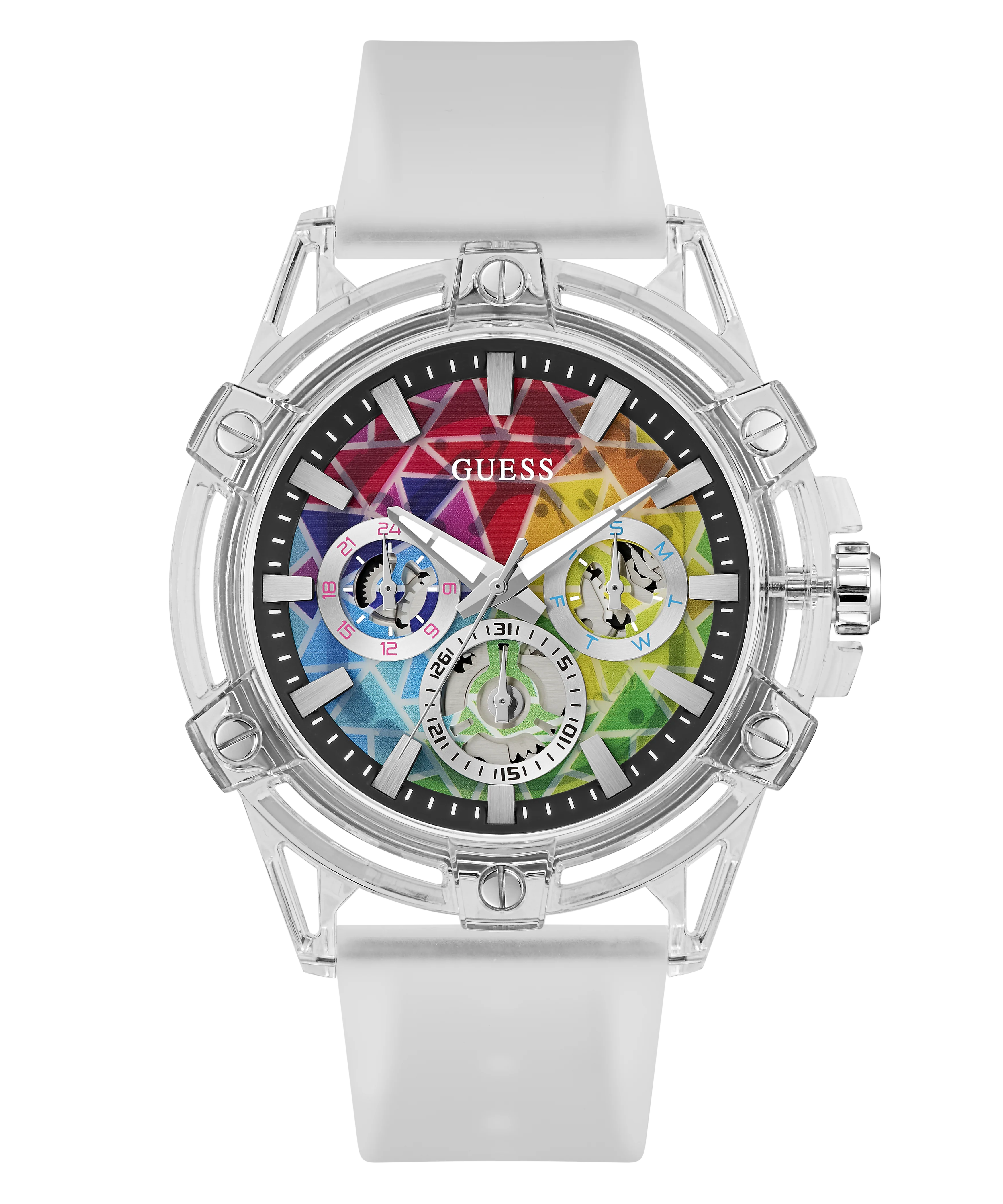 GUESS Pride Limited Edition Mens Clear Multi-function Watch - Image 4